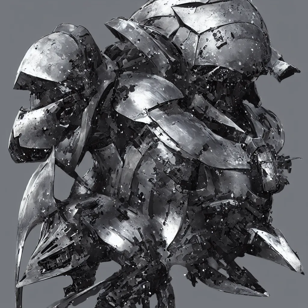 Image similar to grimdark tsutomu nihei medieval mecha helmet, unreal engine, 8 k, ultra realistic, ultra detail