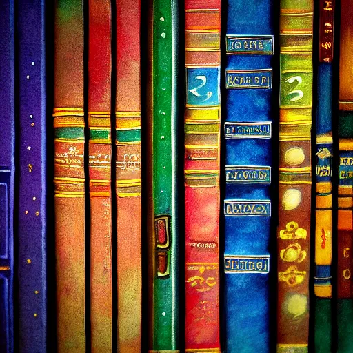 Prompt: close up of a wizard\'s bookshelf, colorful, rule of thirds, award winning, extreme detail, photorealistic digital art, trending on artstation, -W 1088