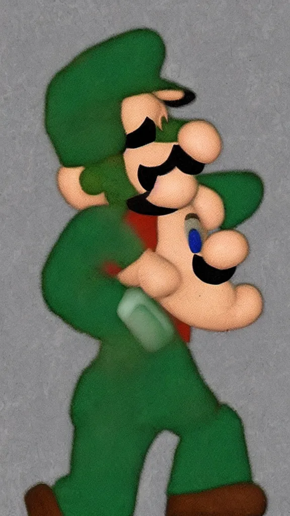 Image similar to Luigi from supermario as a world war I soldier, photograph, colorized, damaged