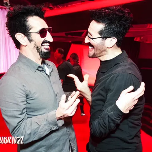 Prompt: serj tankian and markiplier, laughing together