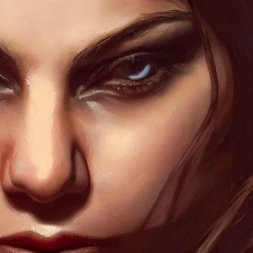 Image similar to winking mila kunis closeup portrait, dramatic light, lake background, 2 0 0 mm focal length, painted by stanley lau, painted by greg rutkowski, painted by stanley artgerm, digital art, trending on artstation