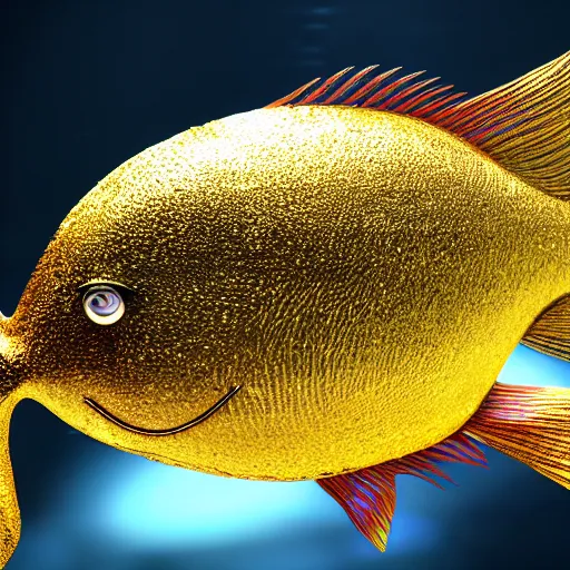 Image similar to golden fish with the monocle and top-hat, realistic, 4k, real world, realistic cinematic,