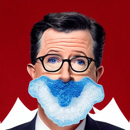 Image similar to stephen colbert with a frozen frosted beard ice cubes beard cooling pack beard