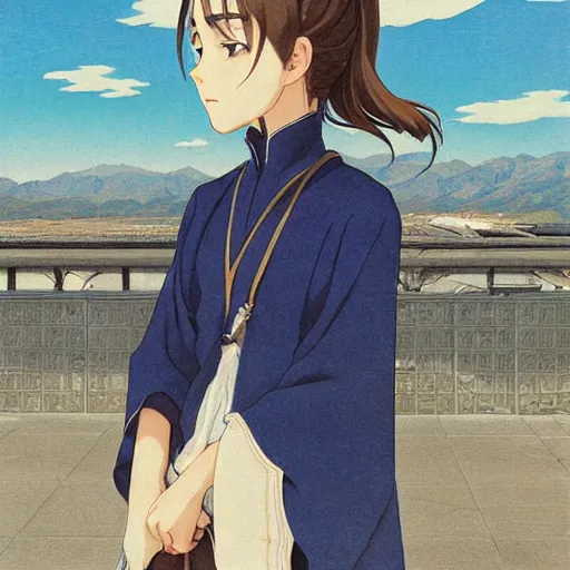 Image similar to anime emma watson by by Hasui Kawase by Richard Schmid