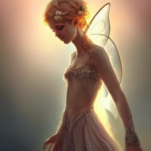 Prompt: a picture of a fairy, elegant, epic, detailed, intricate, digital painting, concept art, realistic, smooth, focus, rim light,
