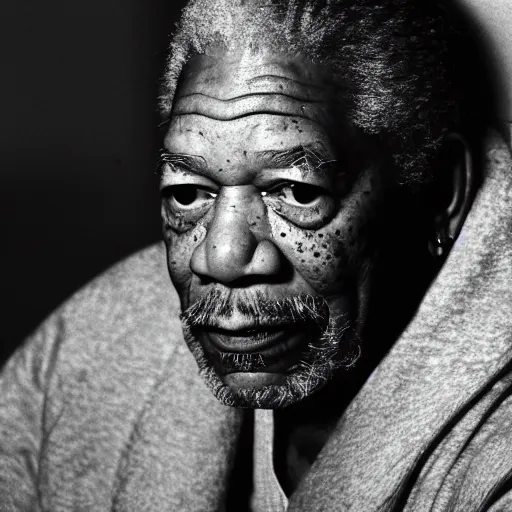 Prompt: a cinematic film still of Morgan Freeman starring in Boyz N The Hood, portrait, 40mm lens, shallow depth of field, close up, split lighting, cinematic