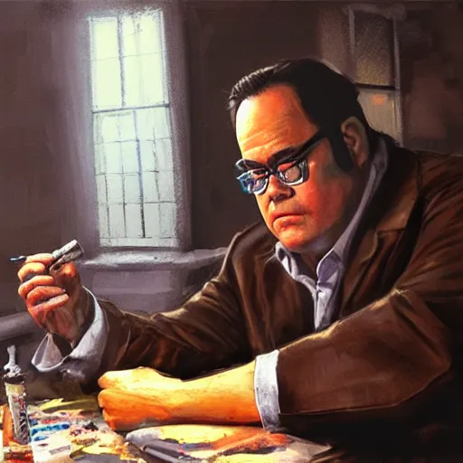 Image similar to concept art of dan akroyd, cinematic shot, painting by jama jurabaev, extremely detailed, brush hard, artstation, high quality, brush stroke