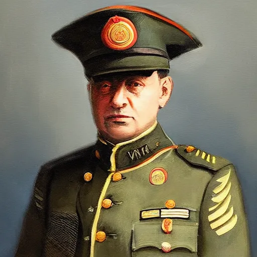 Prompt: “Oil painting of Vinicius de Moraes as a World War 1 general, 4k”