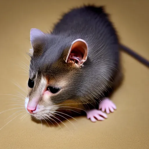 Prompt: an feline rat - cat - hybrid, animal photography