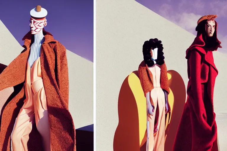 Prompt: fashion editorial, set design by moebius, stylist jean giraud, photographed by julia hetta