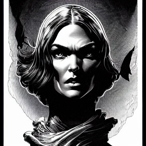 Image similar to portrait soft light, by bernie wrightson and killian eng and joe fenton, inspired victorian sci - fi, etching, fine, sharp high detail, print,