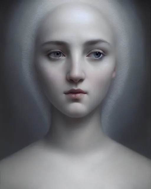 Image similar to dreamy, monochrome, subsurface scattering, white, young beautiful goddess in cosmos, octane render, dino valls, mark ryden, joe fenton, highly detailed, rim light, art, cinematic lighting, very coherent, hyper realism, 8 k