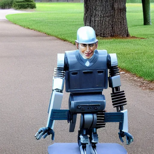 Prompt: forrest gump as half man half robot