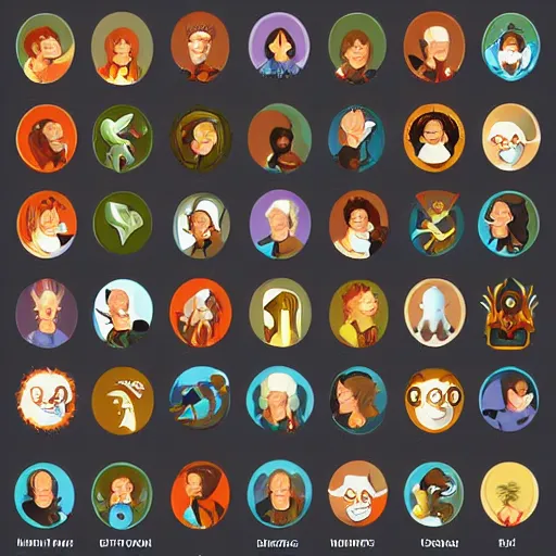 Image similar to set of fantasy icons. very detailed. vector images.