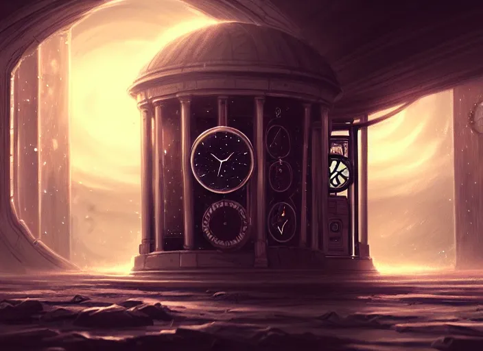 Prompt: time travel machine, future, time travel, illustration, high quality, details, intricate, atmosphere, highly detailed, cinematic, digital painting, deviantart, cinematic, concept art