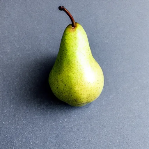 Prompt: A pear cut into seven pieces arranged in a ring