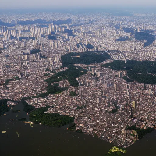 Prompt: aerial photo of sao paulo with a flood of 6 0 meters high, realistic, 4 k