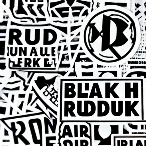 Image similar to black on white graphic design stickers in style of david rudnick, eric hu, acid, y 2 k