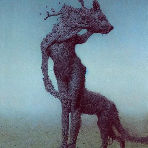 Image similar to fursona by Beksinski