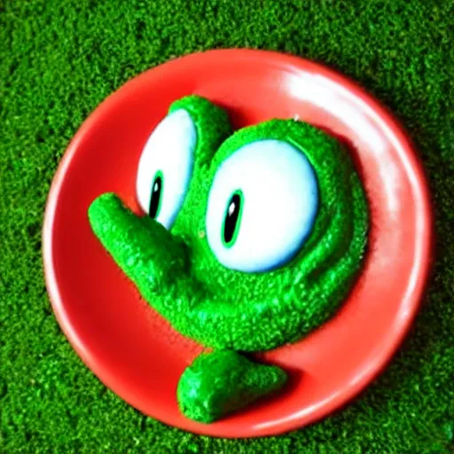 Image similar to sonic the hedgehog in an alien world made of peas