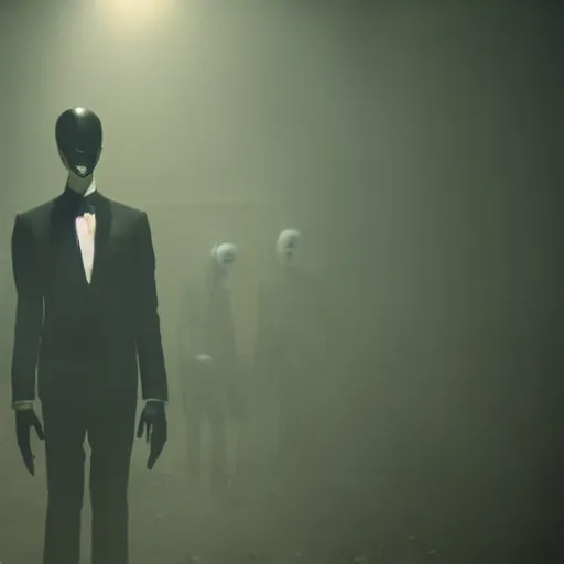 Image similar to still photo of slenderman in american horror story : deep web ( 2 0 2 4 ), cinematic lighting, scene, cinematic