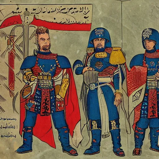 Prompt: ottoman sultanate space marines, comic book illustration