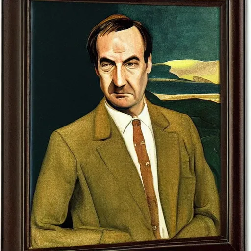 Image similar to Art of a portrait of Saul Goodman, by Giorgio de Chirico