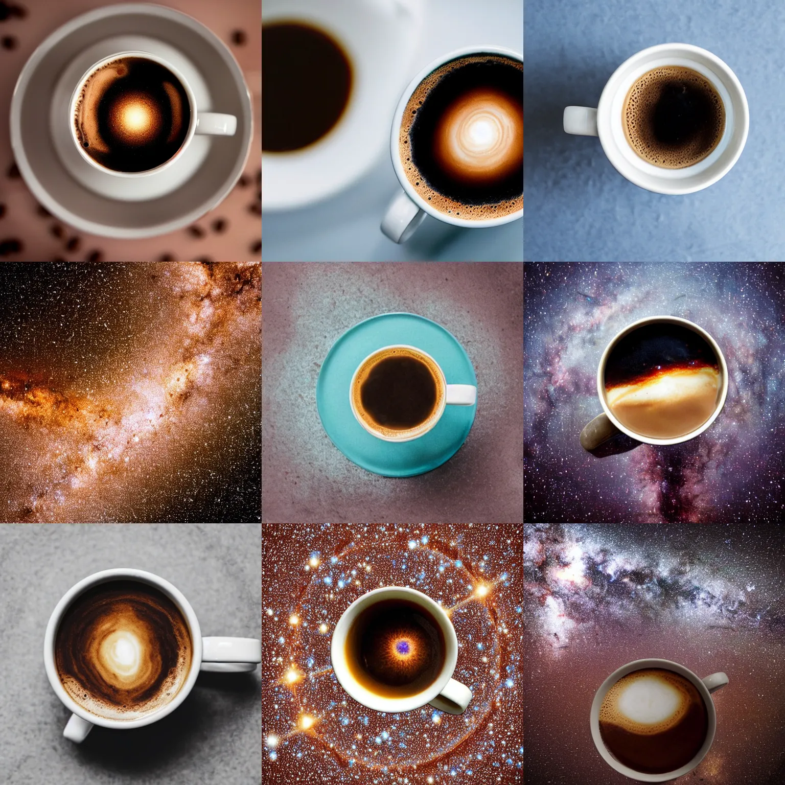 Prompt: a milky way galaxy in a coffee cup