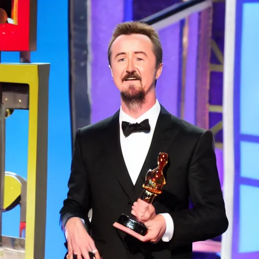 Prompt: edward norton winning the price is right