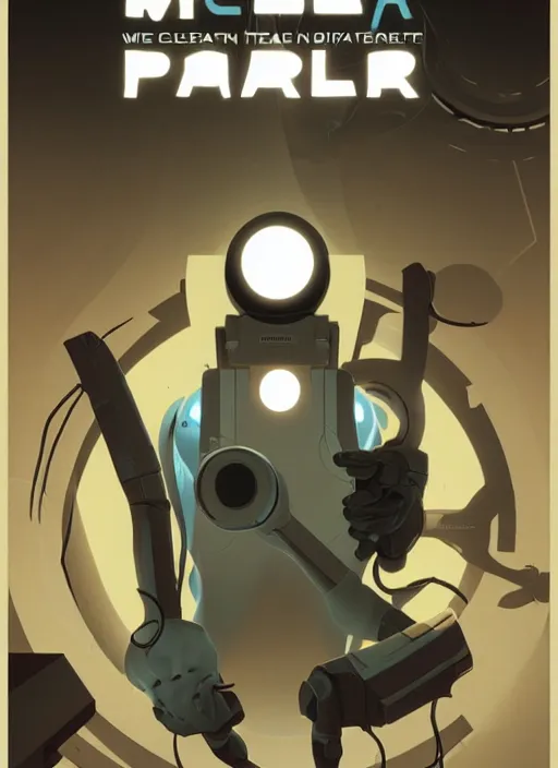 Image similar to poster artwork by Michael Whelan and Tomer Hanuka, of the game Portal, from Valve, Aperture Science, clean