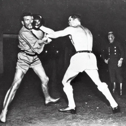 Prompt: stalin punches joe baiden head to pieces photo