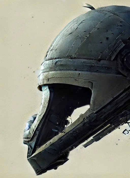 Image similar to a futuristic post apocalypse helmet highly detailed, digital painting, concept art, smooth, sharp focus, illustration, art by greg rutkowski