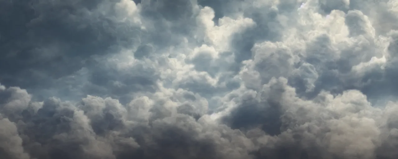Prompt: detailed volumetric render of cumulus clouds, matte painting, intrincate, swirls, puff, god ray, volumetric render, octane render, 4 k, sacred geometrical composition