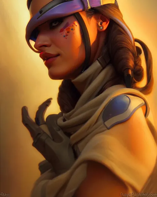 Image similar to ana from overwatch, character portrait, portrait, close up, highly detailed, intricate detail, amazing detail, sharp focus, vintage fantasy art, vintage sci - fi art, radiant light, caustics, by boris vallejo