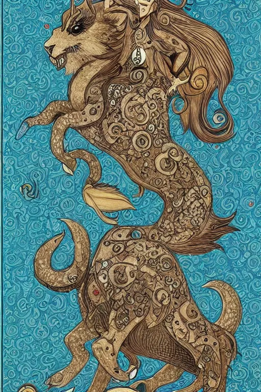 Image similar to intricate and detailed persian miniature of mythical creatures in the style of studio ghibli