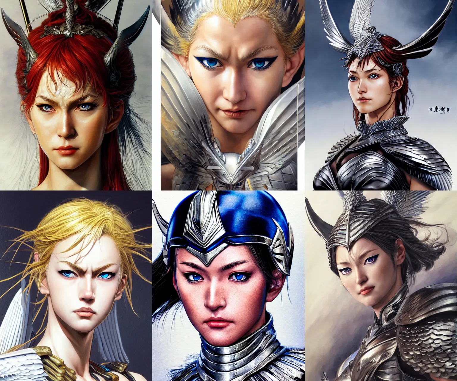 Prompt: portrait of a valkyrie, full - color, beautiful, artstation trending, photorealistic, hyper - realistic, highly detailed, focus, smooth, by yusuke murata, takehiko inoue, hiroya oku, makoto yukimura, shinichi sakamoto, kousuke oono