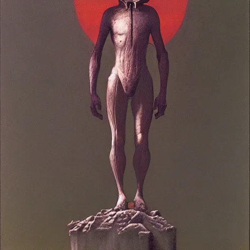 Image similar to knight by Zdzisław Beksiński, oil on canvas