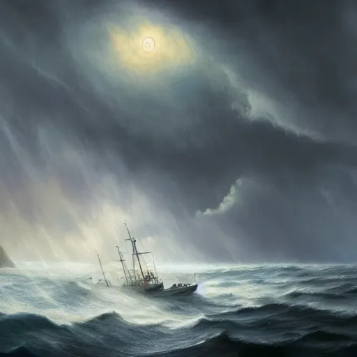 Image similar to a ship sailing through a storm, artstation hall of fame gallery, editors choice, #1 digital painting of all time, most beautiful image ever created, emotionally evocative, greatest art ever made, lifetime achievement magnum opus masterpiece, the most amazing breathtaking image with the deepest message ever painted, a thing of beauty beyond imagination or words