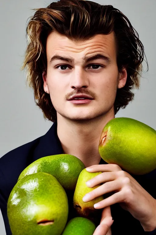 Image similar to 📷 joe keery the kiwi fruit 🥝, made of food, head portrait, dynamic lighting, 4 k