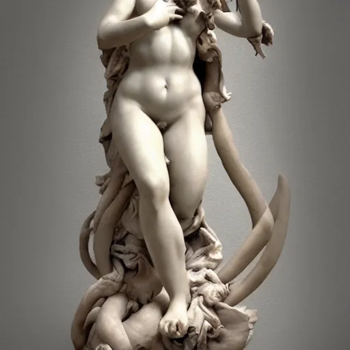 Image similar to sculpture of persephone, goddess of the underworld, made by michelangelo, art station, concept art