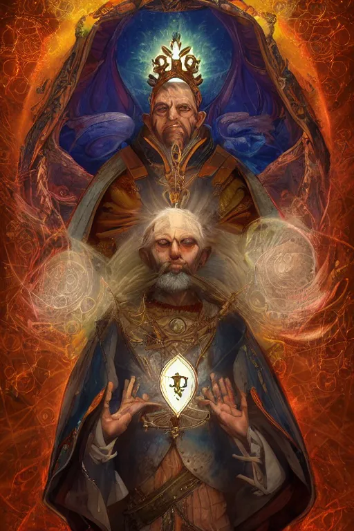 Image similar to the hierophant from major arcana character concept art, digital painting, mixed media, trending on artstation and deviantart, epic composition, magnum opus, highly detailed, 8 k