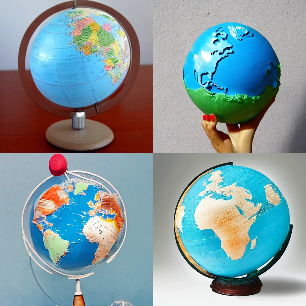 Prompt: a globe made of ice cream
