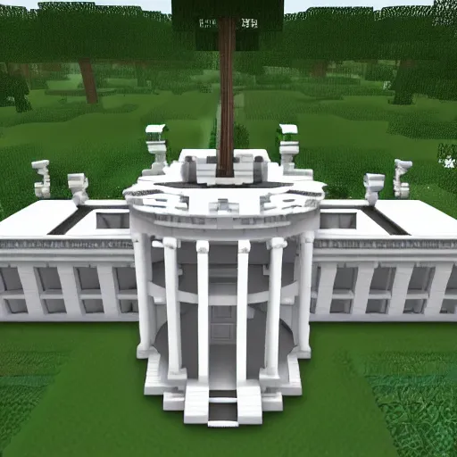 Prompt: the white house in minecraft