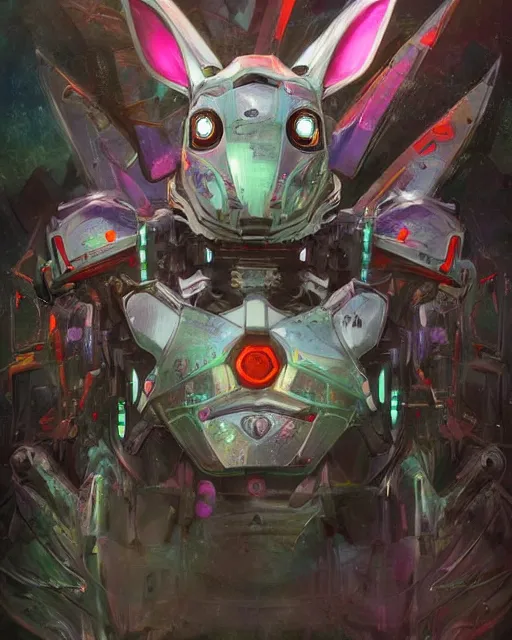 Prompt: mecha rabbit in wonderland, highly detailed, concept art, scifi, bizarre, abstract, colorful, forest, sharp focus, trending on artstation, intricate, atmosphere, art by roman makarenko, dzung phung dinh