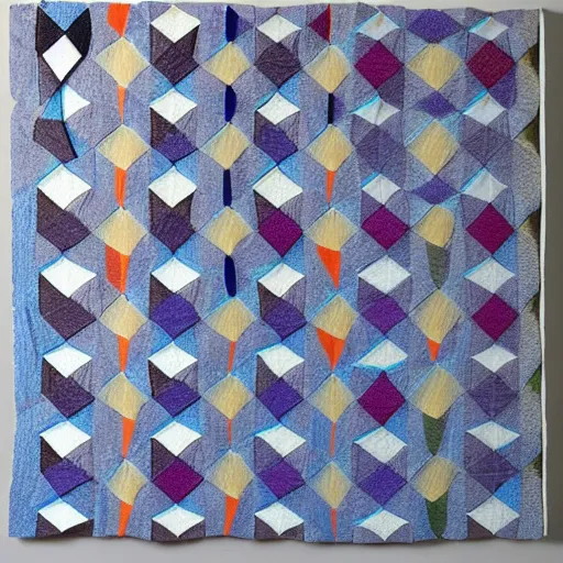 Prompt: geometric textile art in the style of anni albers