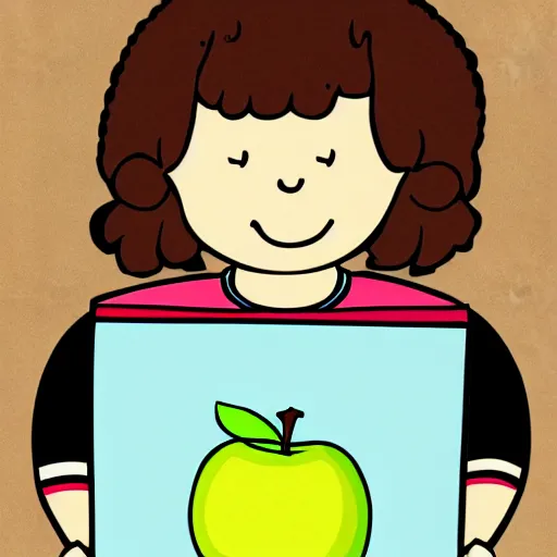 Image similar to an illustration of a child holding a bag of apples math problem