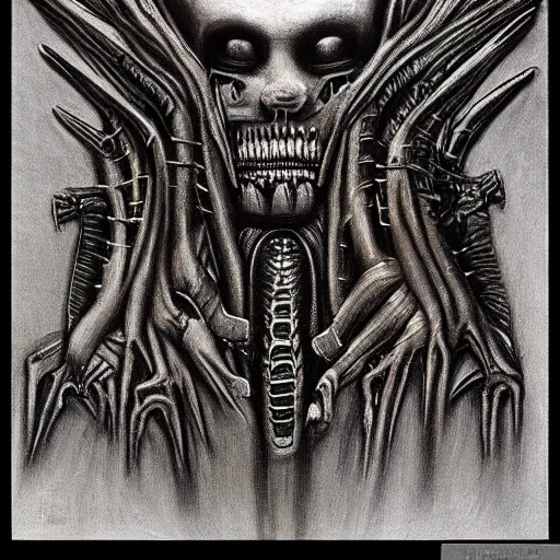 Prompt: an amazing masterpiece of art by giger