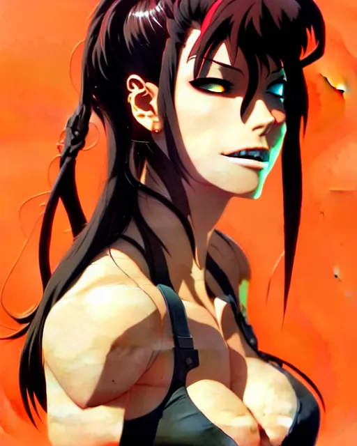 Image similar to a ultradetailed beautiful panting of revy from black lagoon, by conrad roset, greg rutkowski and makoto shinkai, trending on artstation