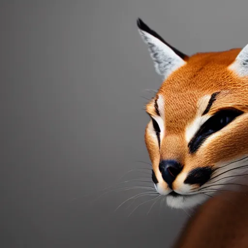 Prompt: A delicious steamed bun in the shape of caracal. Studio lighting, High resolution, high quality, dark background