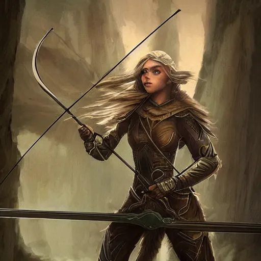 Image similar to mechanical archer, 8 k, highly detailed, realistic, professional art, tolkien style elf, artstation, digital painting, ultra detailed,